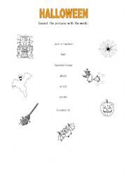English Worksheet: Halloween - Connect the pictures with the words