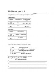 English Worksheet: Present and Past of Be
