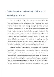 Youth Freedom: Indonesians culture vs. Americans culture