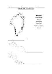 English Worksheet: Label the North American Regions