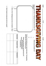 Thanksgiving Worksheet