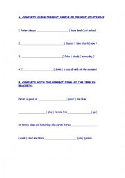 English Worksheet: EXERCISE PRESENT SIMPLE VS.PRESENT CONTINUOUS
