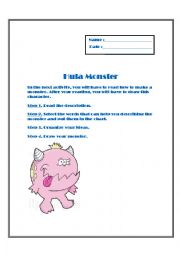 English Worksheet: Draw the monster