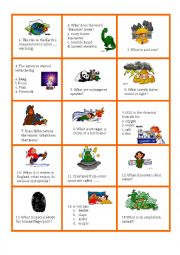English Worksheet: Science trivia card game no 1/2
