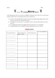 English Worksheet: Movie themes worksheet