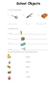 English Worksheet: school Objects 