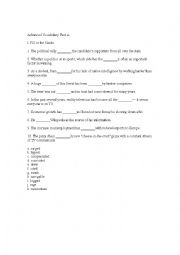 English Worksheet: Advanced Vocabulary A