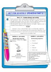 English Worksheet: Speaking part2 KET for school exam
