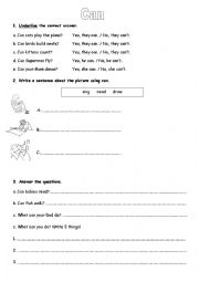 English Worksheet: Can/cant (differentiated worksheets).