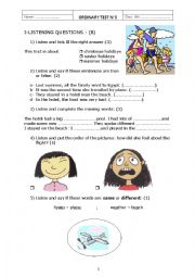 English Worksheet: a listening test about holidays