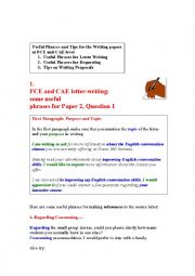 English Worksheet: Useful Phrases for Writing papers at FCE and CAE level