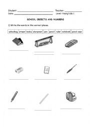 SCHOOL OBJECTS AND NUMBERS