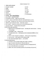 English Worksheet: School Lexical-Grammar test