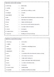 English Worksheet: words and meanings