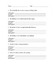 English Worksheet: quiz verb to be, to have, to do , affirmative, negative, interrogative