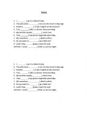 English Worksheet: Tenses