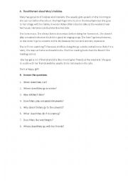 English Worksheet: hobbies