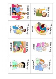 English Worksheet: Family Relatives Flashcards