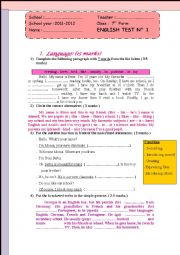 English Worksheet: Full-Term Test N1  