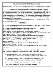 English Worksheet:                                       The most important rules for English word stress