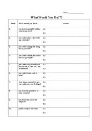 English Worksheet: What would you do?