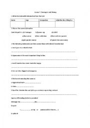 English Worksheet: Teenagers and Money( lesson 7 - 1st year)