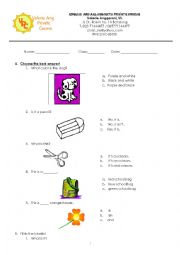 English Worksheet: Colours and Objects in School