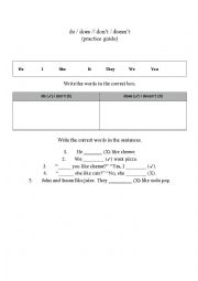 English Worksheet: Pronoun Agreement - Do/Does Dont/Doesnt