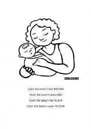 English Worksheet: Mom Coloring Page