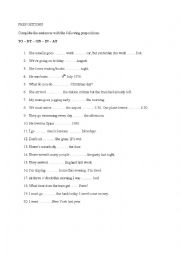 English Worksheet: Prepositions