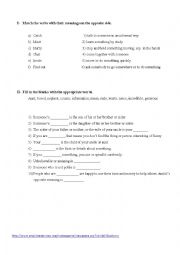 English Worksheet: Vocabulary quiz 