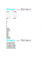 English Worksheet: shape and colour