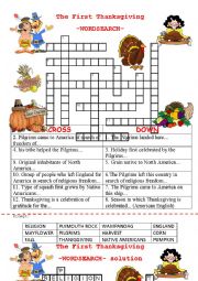 The First Thanksgiving -wordsearch