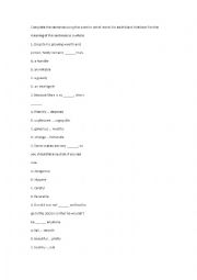 English Worksheet: complete with the correct