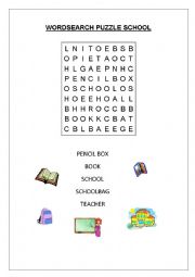 English Worksheet: Word search puzzle school