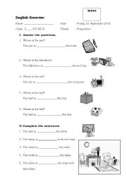 English Worksheet: preposition