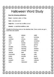 English Worksheet: Halloween Word Study