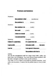 English Worksheet: Problems and solutions