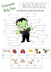 English Worksheet: Parts of the Body - Halloween