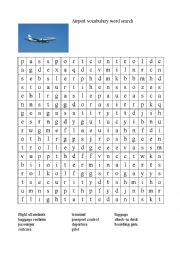 English Worksheet: airport word search 
