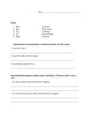 English Worksheet: Future Tense: Will and Vocabulary