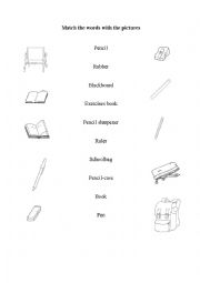 English Worksheet: School objects 