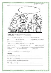  Christmas work  for Kids ( Be + place prepositions)