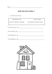 English Worksheet: What can I do at home?