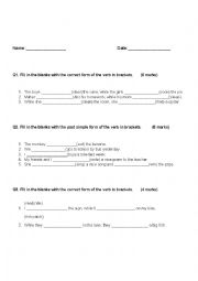 English Worksheet: past continuous and past simple and direct speech