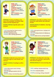 English Worksheet: Personal identification - Speaking cards 2 (4)