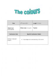lesson plan  the colours
