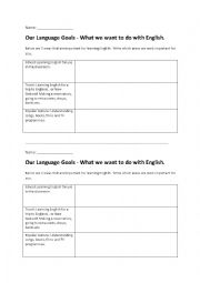 English Worksheet: Goal Setting Worksheet