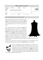 English Worksheet: Reading comprehension: The Batman