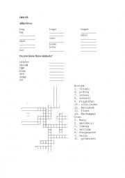 English Worksheet: adjectivs and hidden words